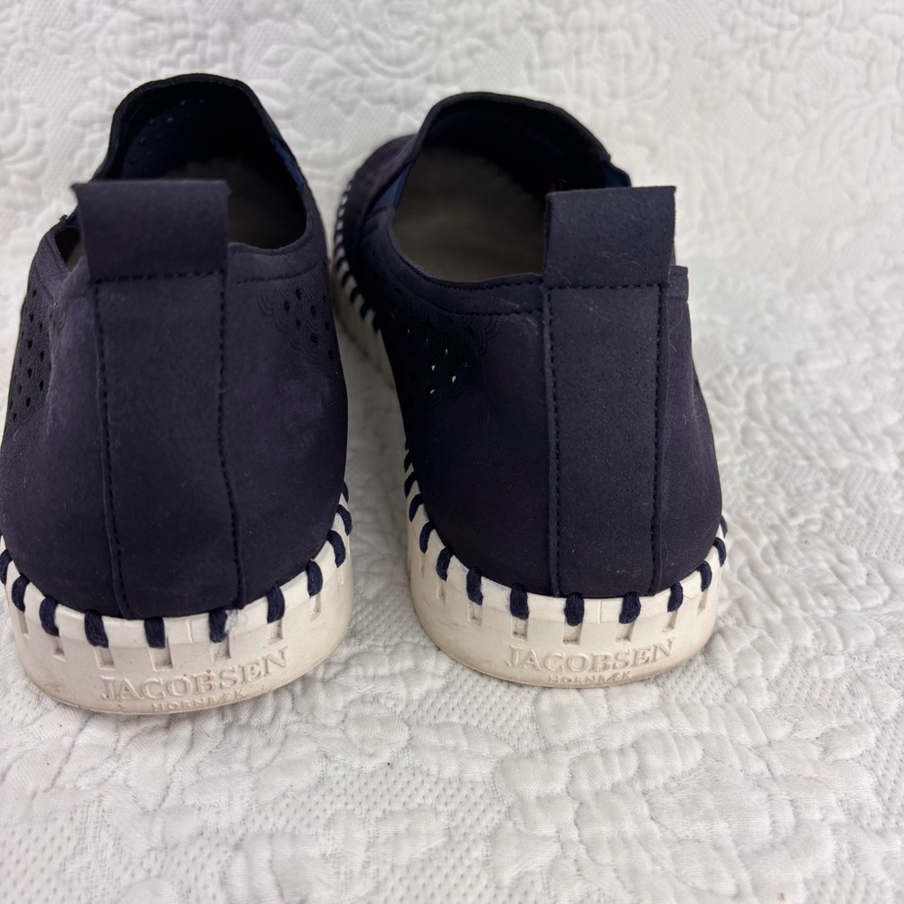 Mens Ilse Jacobsen Tulip Flats Slip On Microfiber Cut Outs Navy EU43/US 9-9.5 - Picture 7 of 9